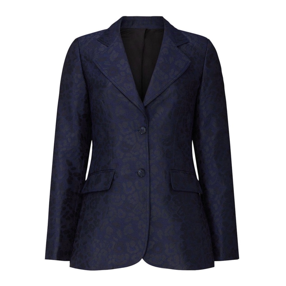Derek Lam Leopard Jacquard Blazer Size 38 Animal Print Navy Office Professional